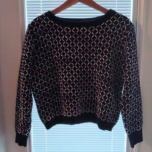 MOC Vntage 💕 Womens Navy And Pastel Colorful Diamond Knit Handmade Sweater  💕